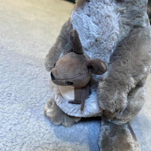 Wild Republic Kangaroo w/Joey Plush Gray Mom and Baby Stuffed Animal 13" - Picture 2 of 12